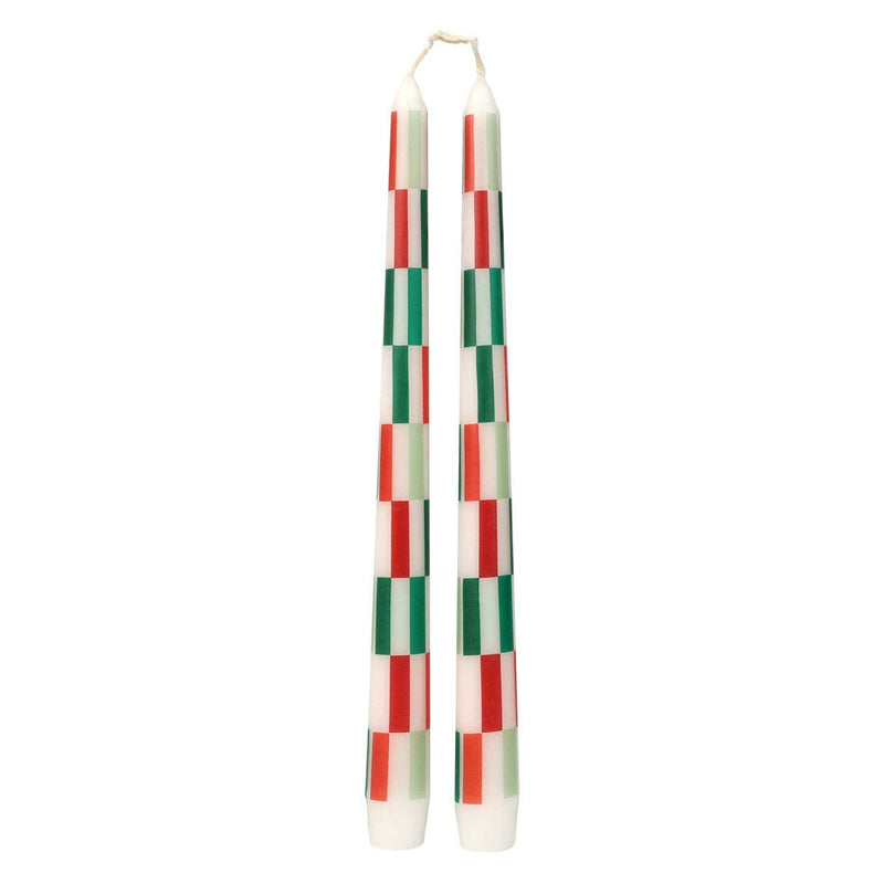Red & Green Check Dinner Candles