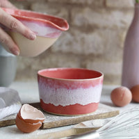 Ceramic pouring bowl in coral pink